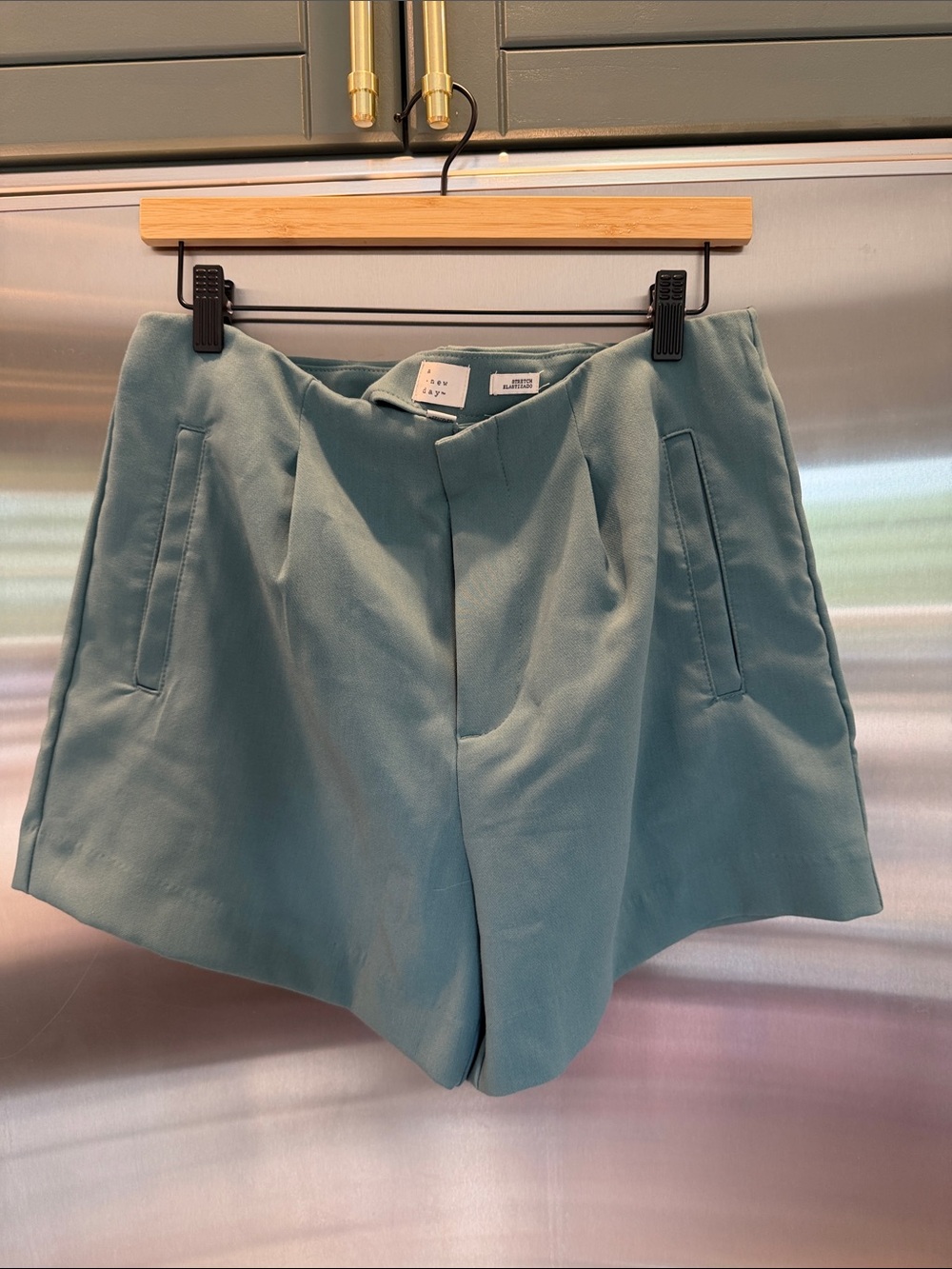a new day Teal Pleated Front Women's Shorts